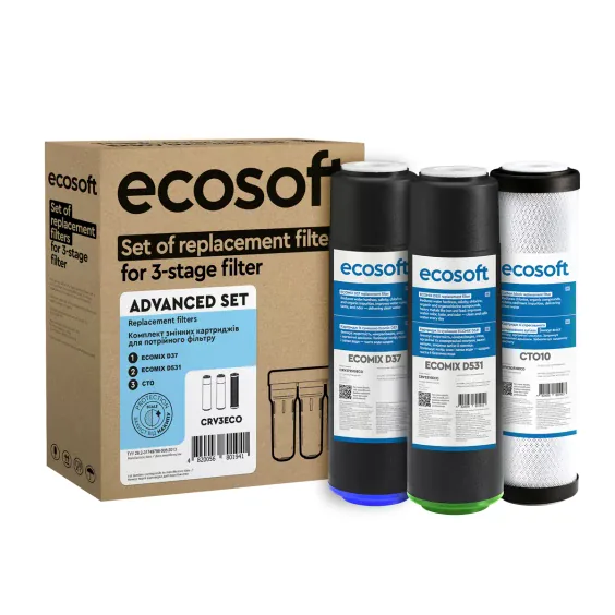 Комплект картриджів Ecosoft покращений для проточних фільтрів