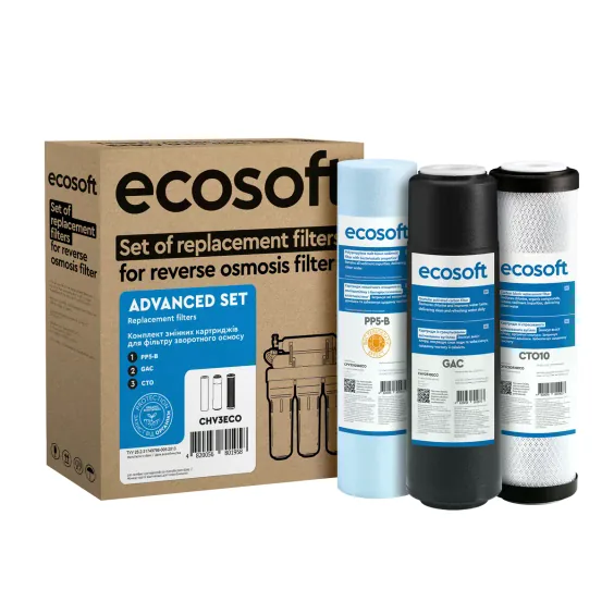 Комплект картриджів 1-2-3 Ecosoft покращений для зворотного осмосу